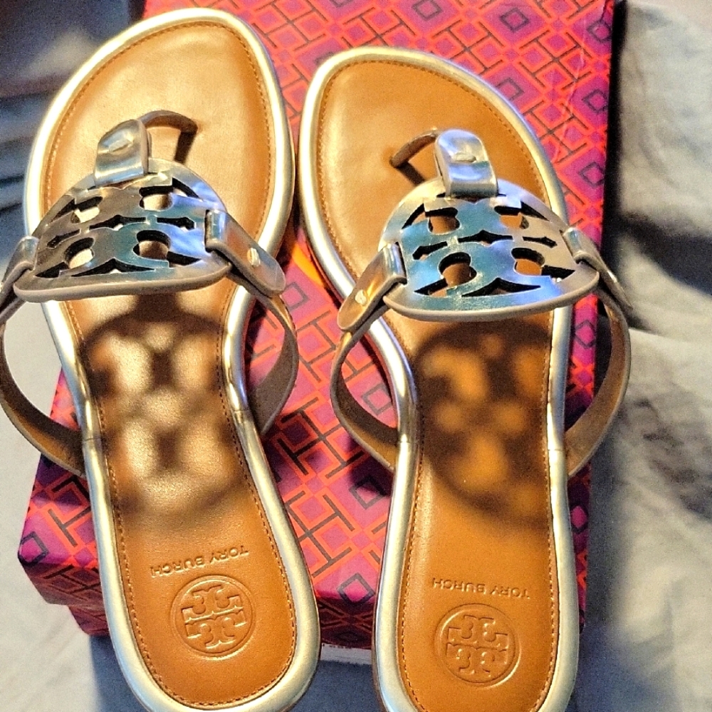 Tory Burch Rose Gold Miller Sandals